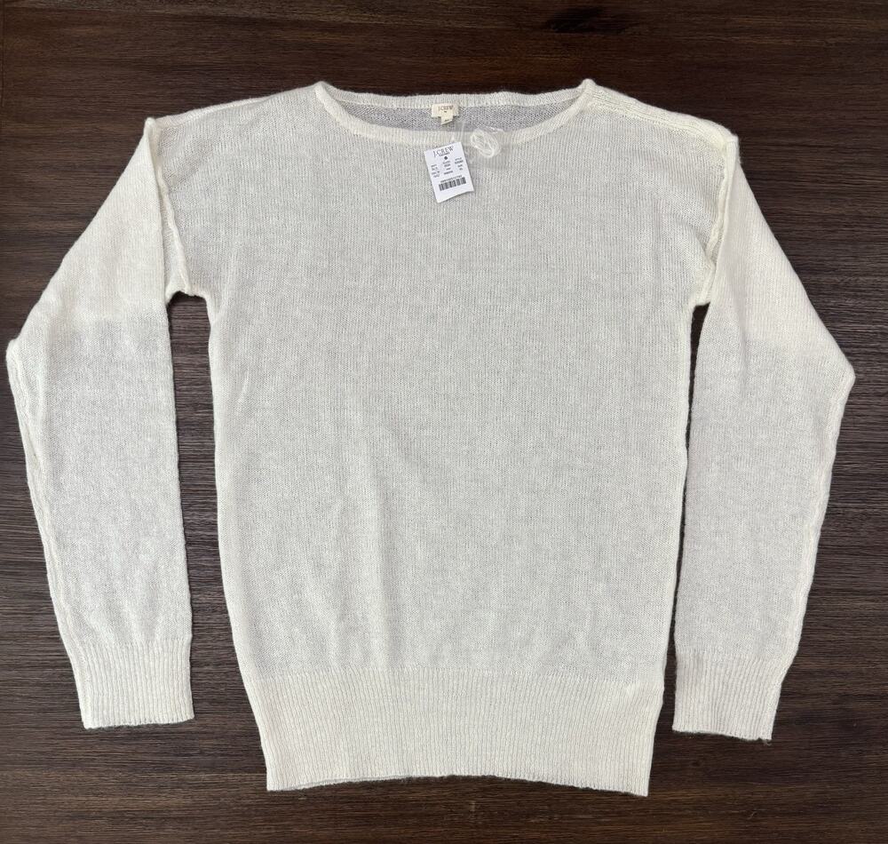 J.Crew Ivory Mohair Blend Sweater XL Sheer Lightweight Relaxed NEW